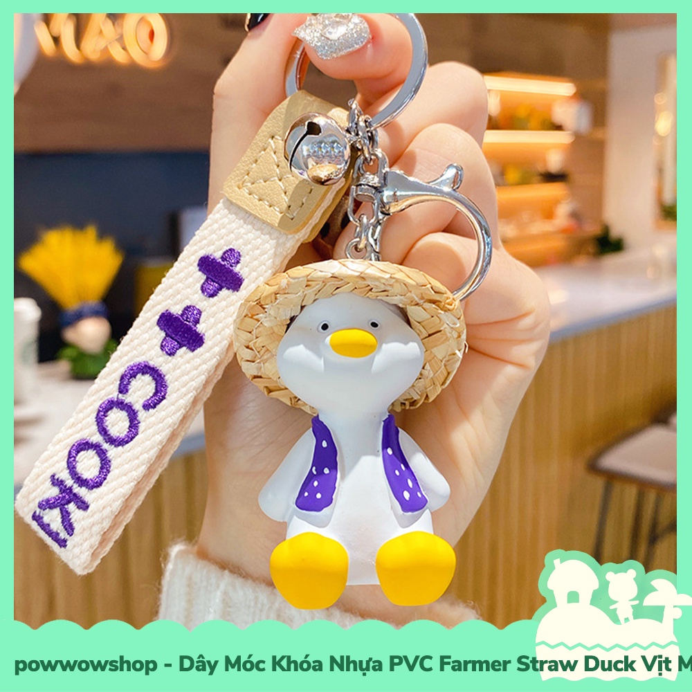 [Sẵn VN - Hỏa Tốc] Dây Móc Khóa Nhựa PVC Mẫu Farmer Duck Straw Hat Vịt Nông Dân Mũ Rơm