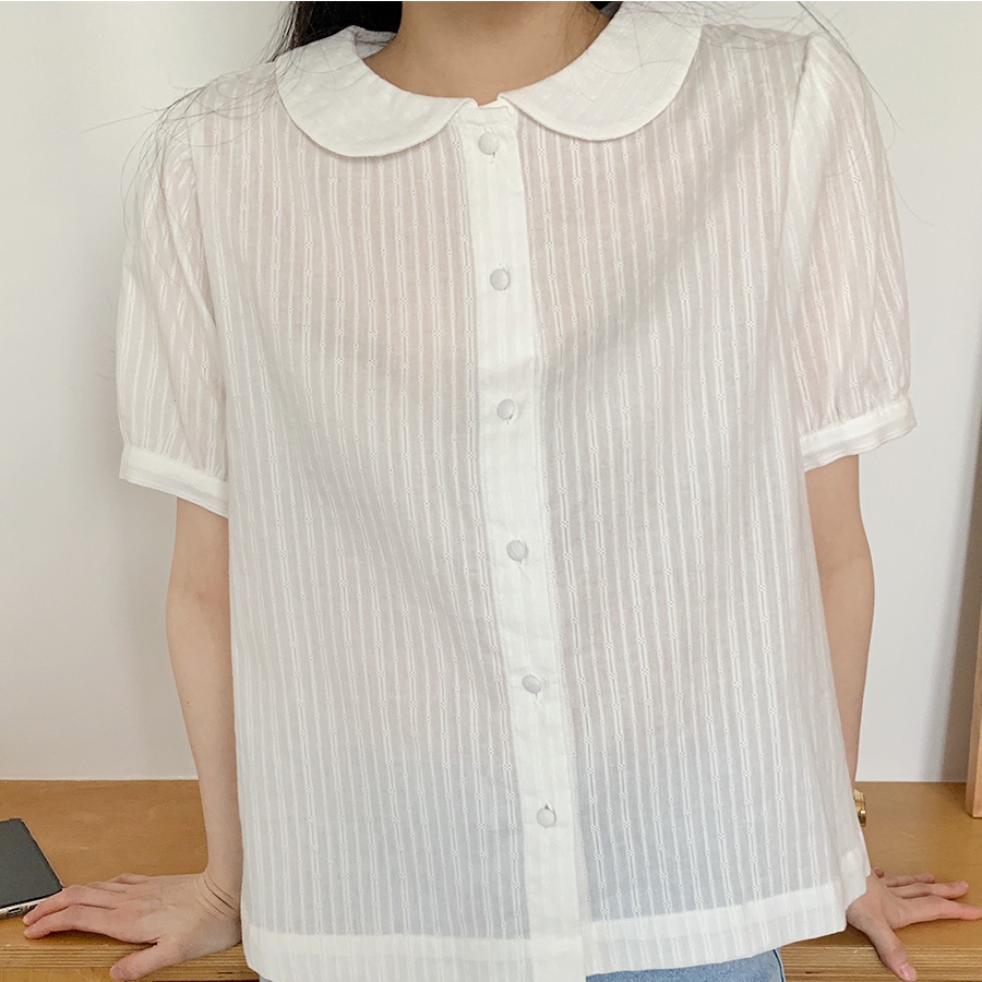 SUXI Áo Sơ Mi Tay Ngắn Dáng Rộng Cổ Búp Bê Màu Sắc Ngọt Ngào Thời Trang Mùa Hè Dành Cho Nữ