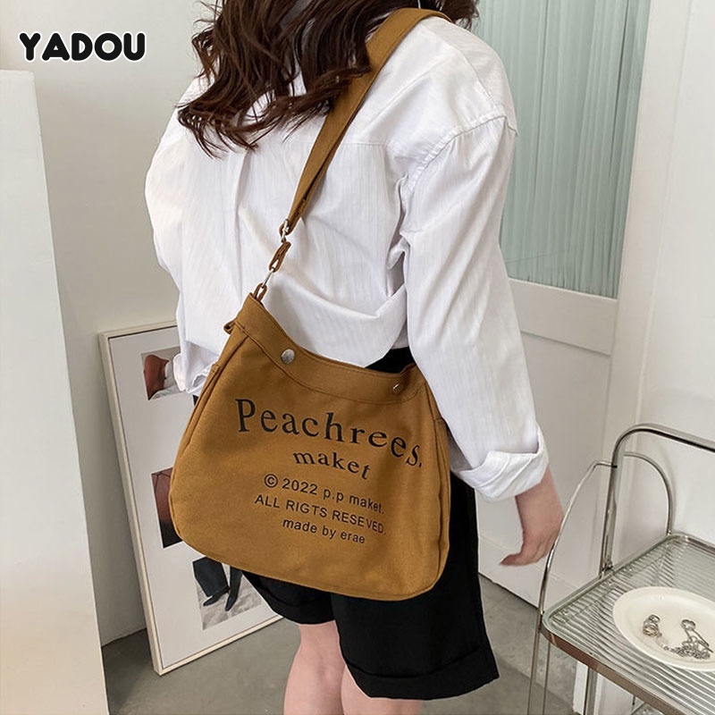 Túi đeo vai YADOU vải canvas sức chứa lớn thời trang trẻ trung màu sắc tùy chọn dành cho nữ