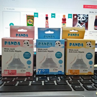 HỘP 2 NÚM TY BÌNH SỮA CỔ RỘNG PANDA THÁI LAN