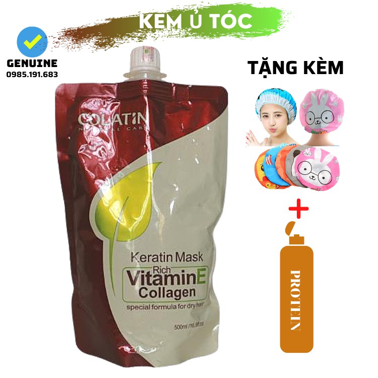 [Tặng Mũ]  KEM Ủ TÓC HẤP TÚI COLATIN VITAMIN E - COLLAGEN 500ML