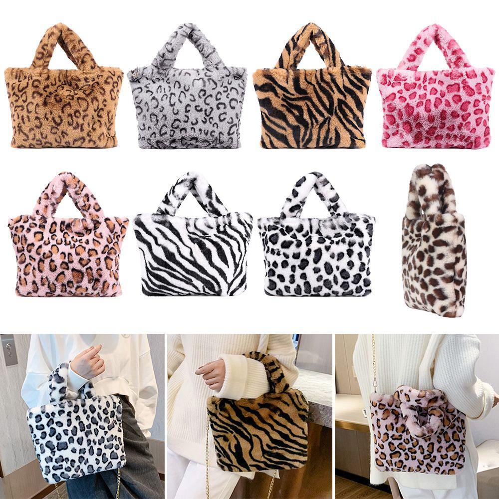 BSUNS Túi Xách Đeo Vai Cỡ Lớn In Họa Tiết Da Báo Phối Dây Xích Thời Trang Mù