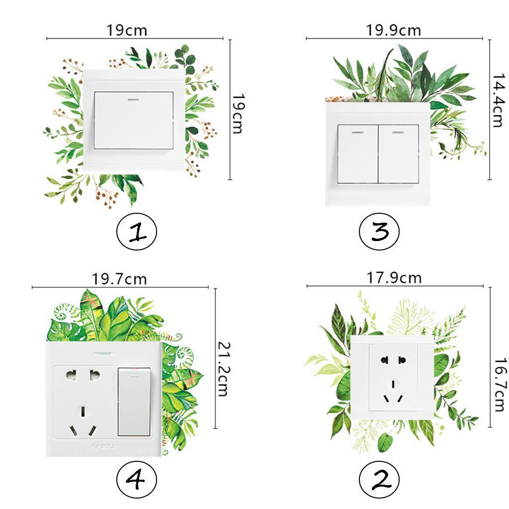 Sticker PVC Dán Công Tắc Trang Trí Nhà Họa Tiết Lá Cây