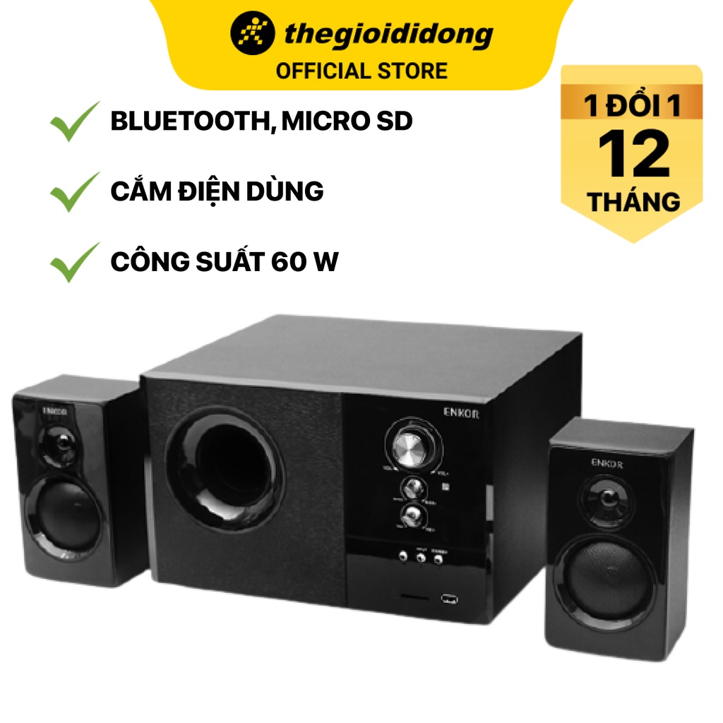 Loa vi tính Bluetooth Enkor S2880 - 2.1 60W kèm remote - Chính hãng BH 12 tháng