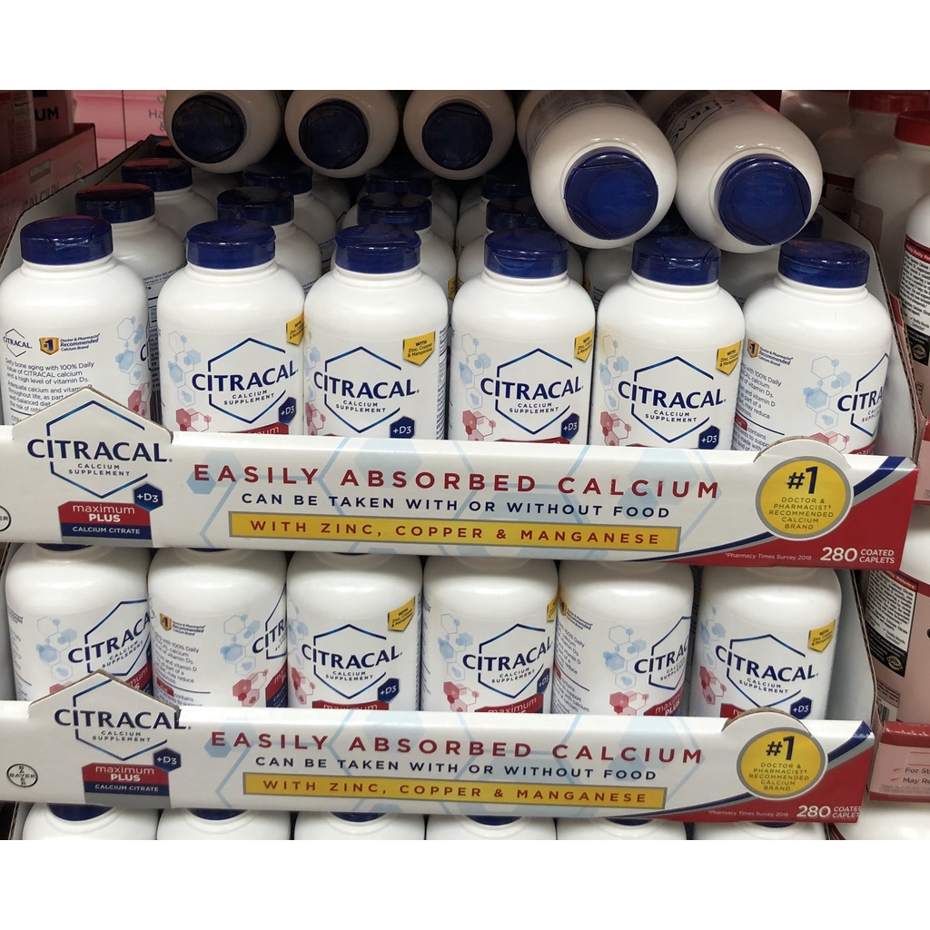 Hỗ trợ xương khớp Viên uống bổ sung canxi Citracal Calcium Maximum Plus 280 viên