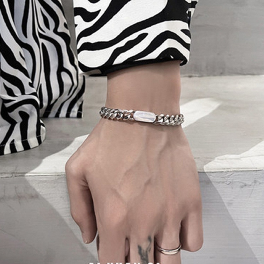 Vòng tay nam nữ, lắc tay unisex mạ bạc sáng bóng, phong cách thời trang hiphop cá tính