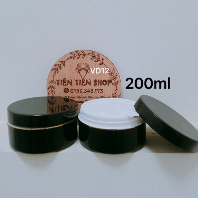 Hũ nhựa 200ml đen viền vàng