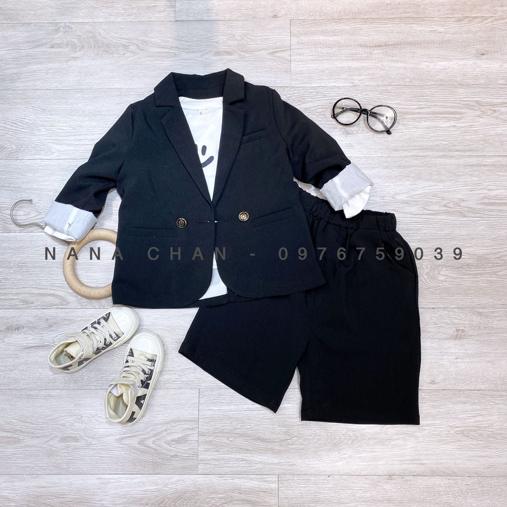 [S014] Set vest đen quần short 2 CT sz 90-140