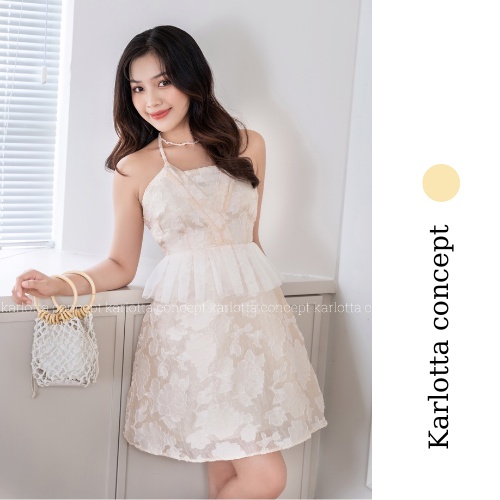 Đầm voan ren cột dây xếp ly hở lưng Celie - Karlotta Concept