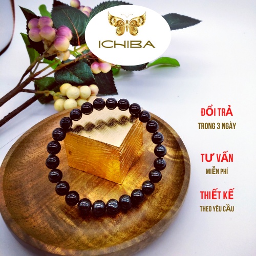 Vòng tay chuỗi hạt tóc đen 8mm