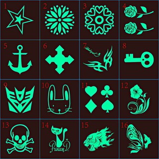 (giá thấp) HÌNH XĂM DÁN TATOO PHÁT SÁNG-Hình Xăm Dán trợ thì Thời Phát Sáng (4x4CM)