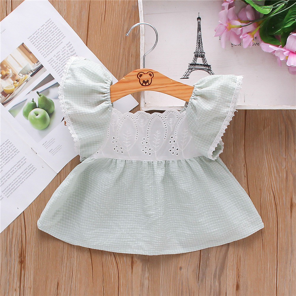 Đầm Tay Cánh Tiên Họa Tiết Sọc Caro Màu Sắc Ngọt Ngào Thời Trang Mùa Hè Cho Bé Gái