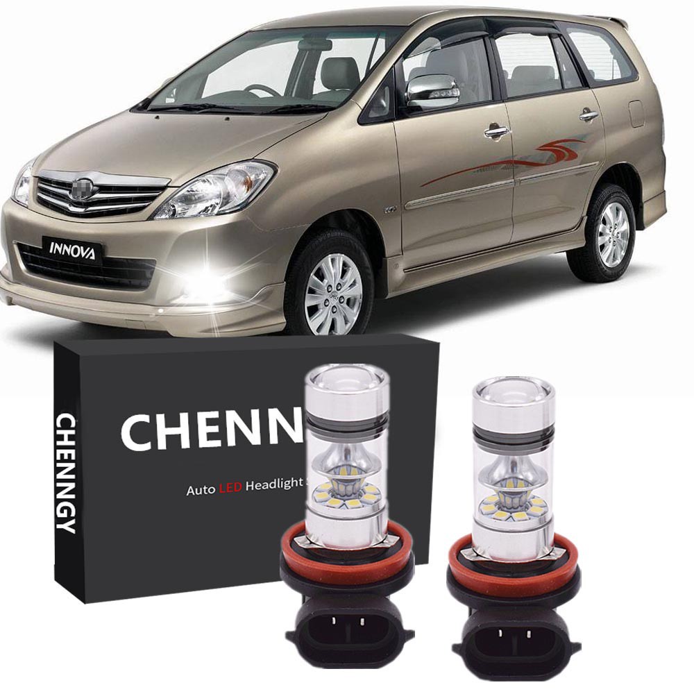 2 Chiếc 6000K Máy Chiếu Trắng Đèn LED Sương Mù Bóng Đèn Dành Cho Xe Toyota Innova 2016 2017 2018 201
