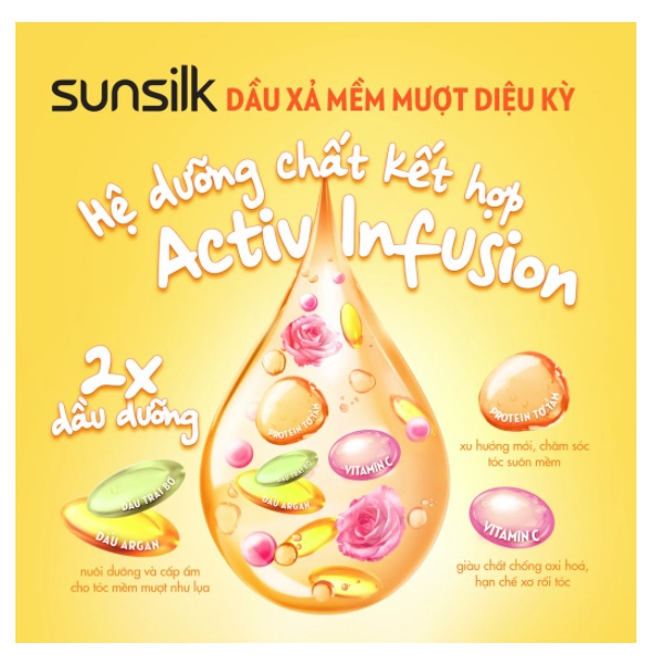 Dầu xả Sunsilk 640g giúp tóc mềm mượt, không lo bết dính với dưỡng chất thiên nhiên