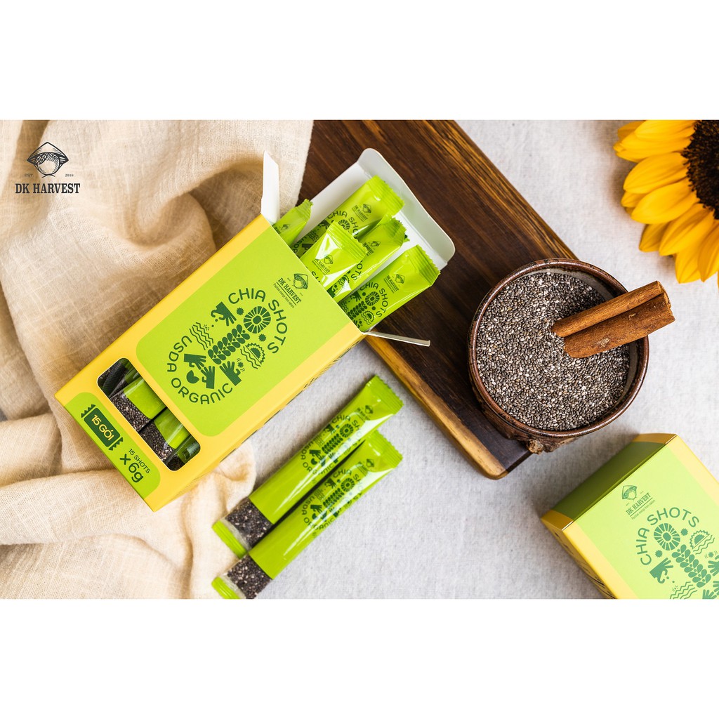 Hạt chia shot Organic DK Harvest nhập khẩu (1 hộp 15 shot) 15x6g | BigBuy360 - bigbuy360.vn