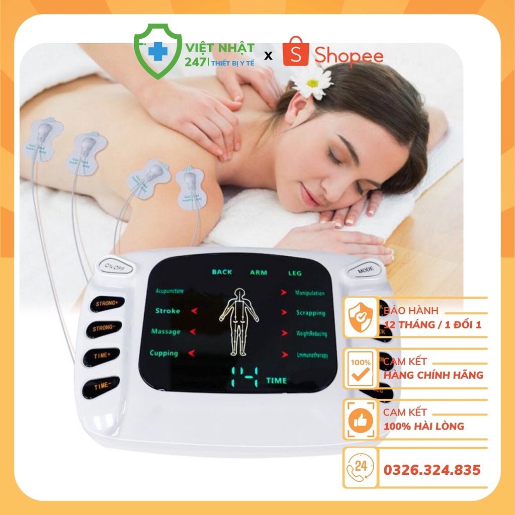 Máy Mát Xa Xung Điện, Máy Massage Trị Liệu 8 Miếng Dán, Máy Xung Điện Trị Liệu