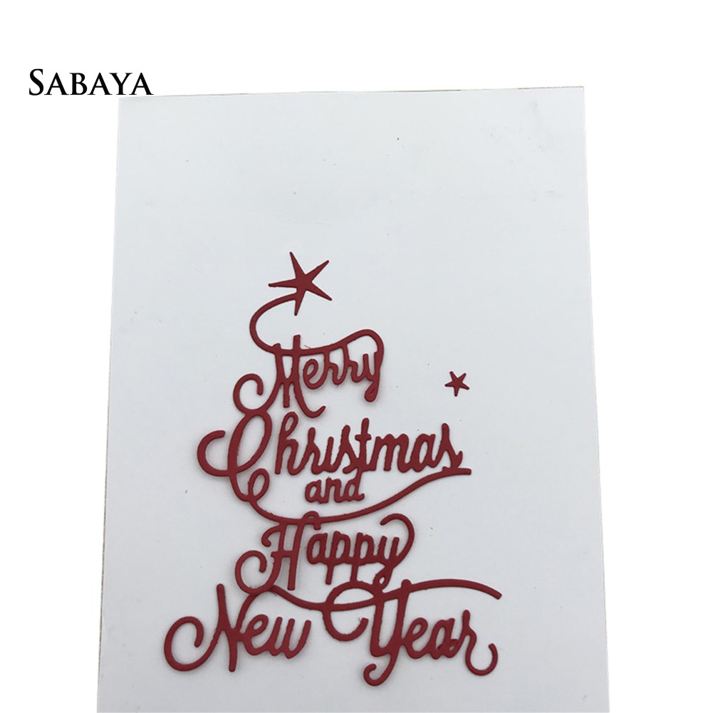 Khuôn cắt giấy hình chữ Merry Christmas trang trí tập ảnh bằng kim loại