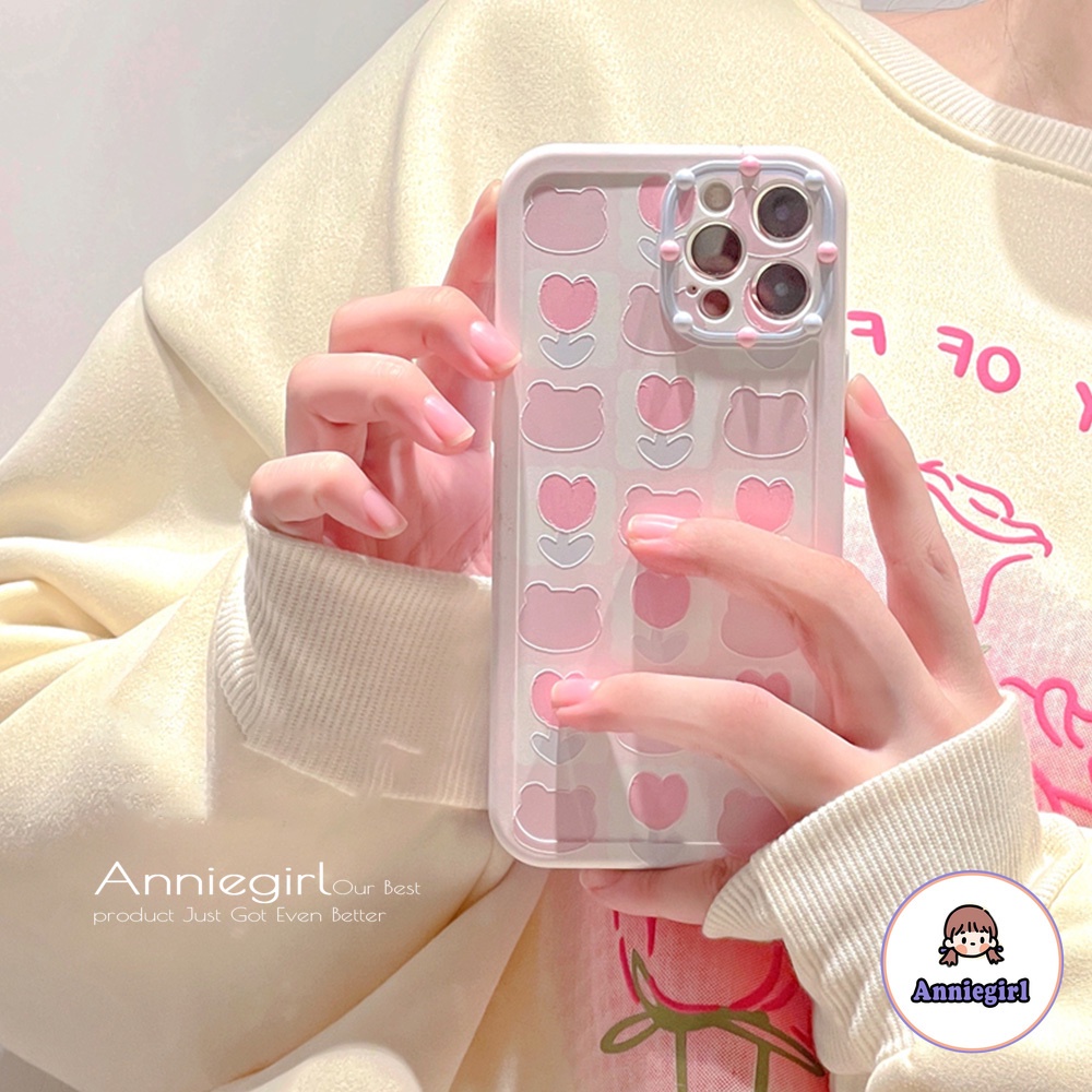 Ốp Điện Thoại TPU Mềm Siêu Mỏng Chống Sốc In Họa Tiết Hoa Tulip/Gấu Cho IPhone 13 12 11 Pro Max X XR 8 7 Plus