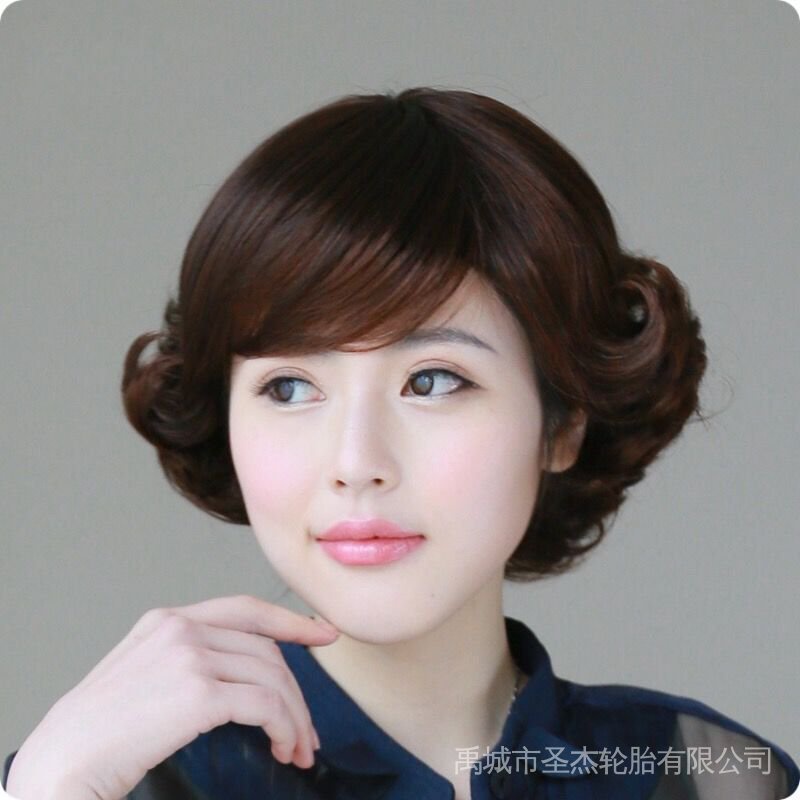Bộ Tóc Giả Ngắn Xoăn Phong Cách retro Cho Phụ Nữ Trung Niên 8 / 2
