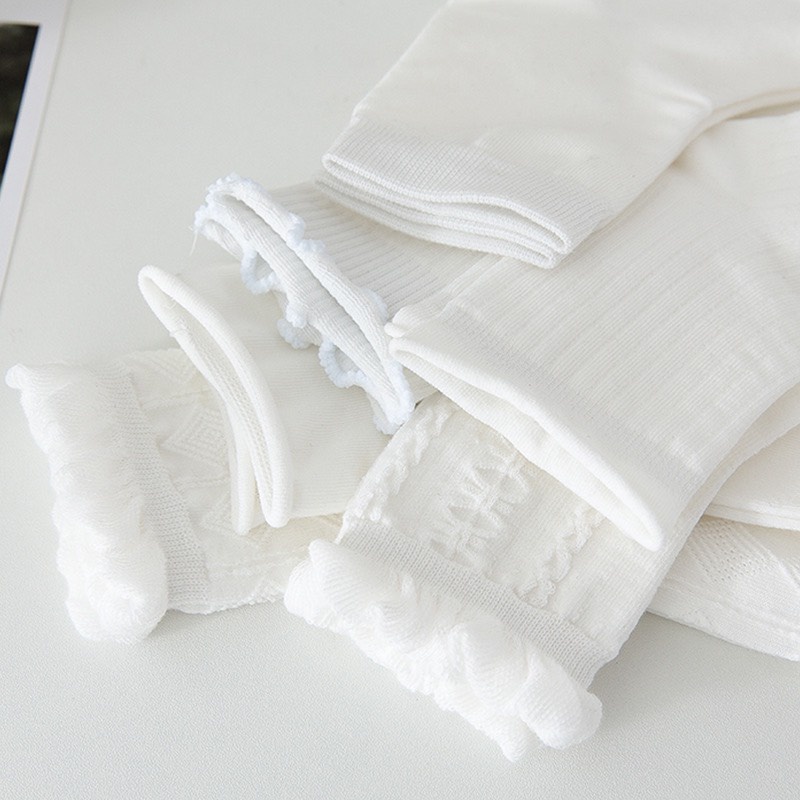 Tất nhún cổ cao MOKANA tất cổ bèo trắng đáng yêu phong cách Hàn Quốc TC16