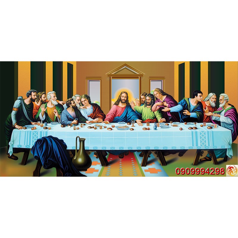 Tranh dán tường 3d hình Tiệc Ly Chúa Jesus, Gia Đình Thánh Gia