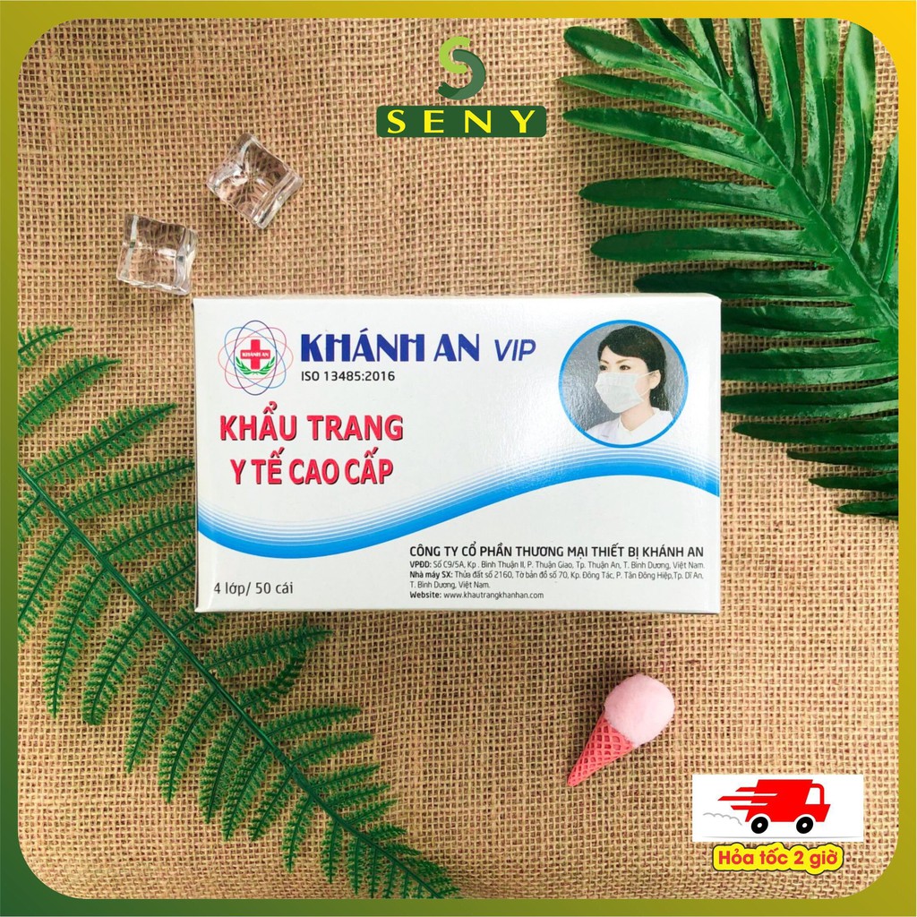 Khẩu trang y tế trắng 4 lớp kháng khuẩn Hộp 50 cái Khánh An K01T