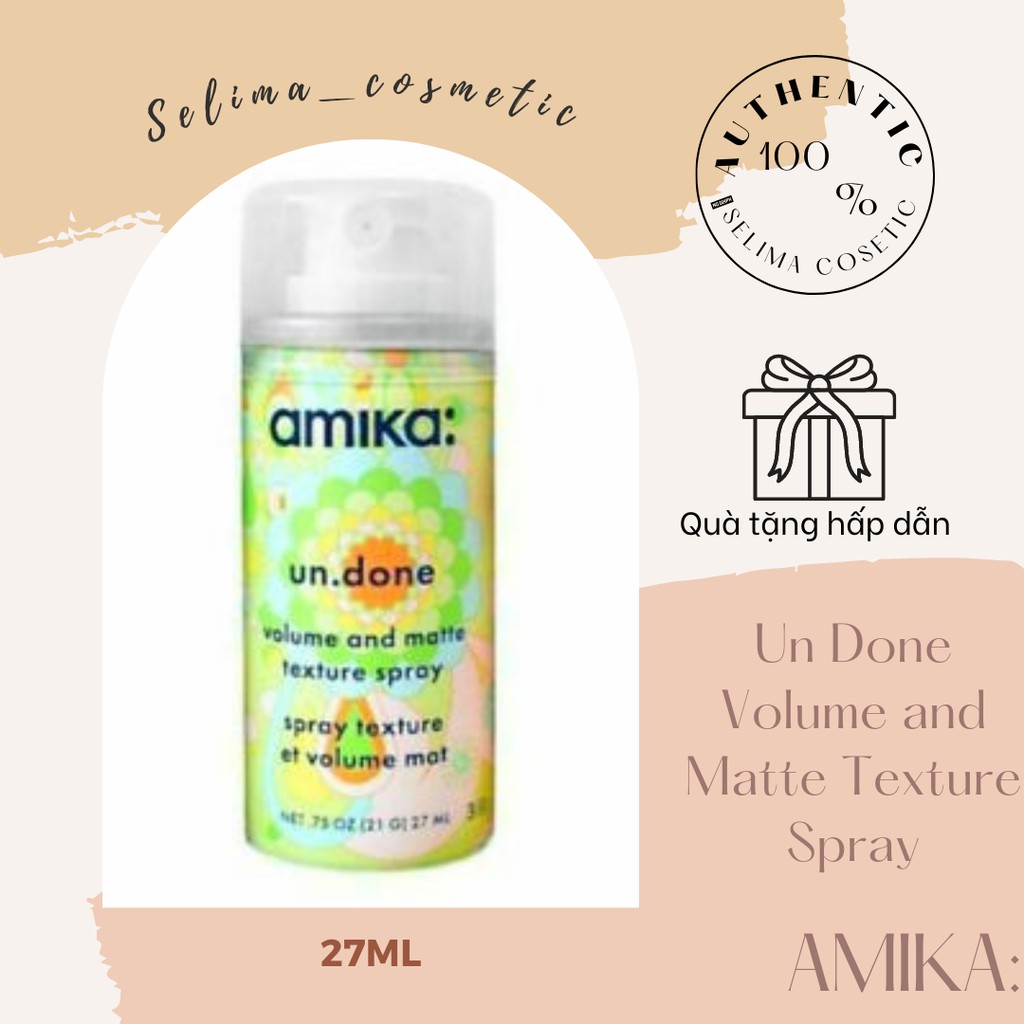 Xịt làm phồng và giữ nếp tóc Amika Un.done Volume and Matte Texture Spray 27ml