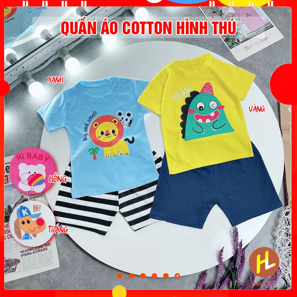 Bộ quần áo cotton CỘC TAY  hình thú cho bé 6-8kg (QATE656 )