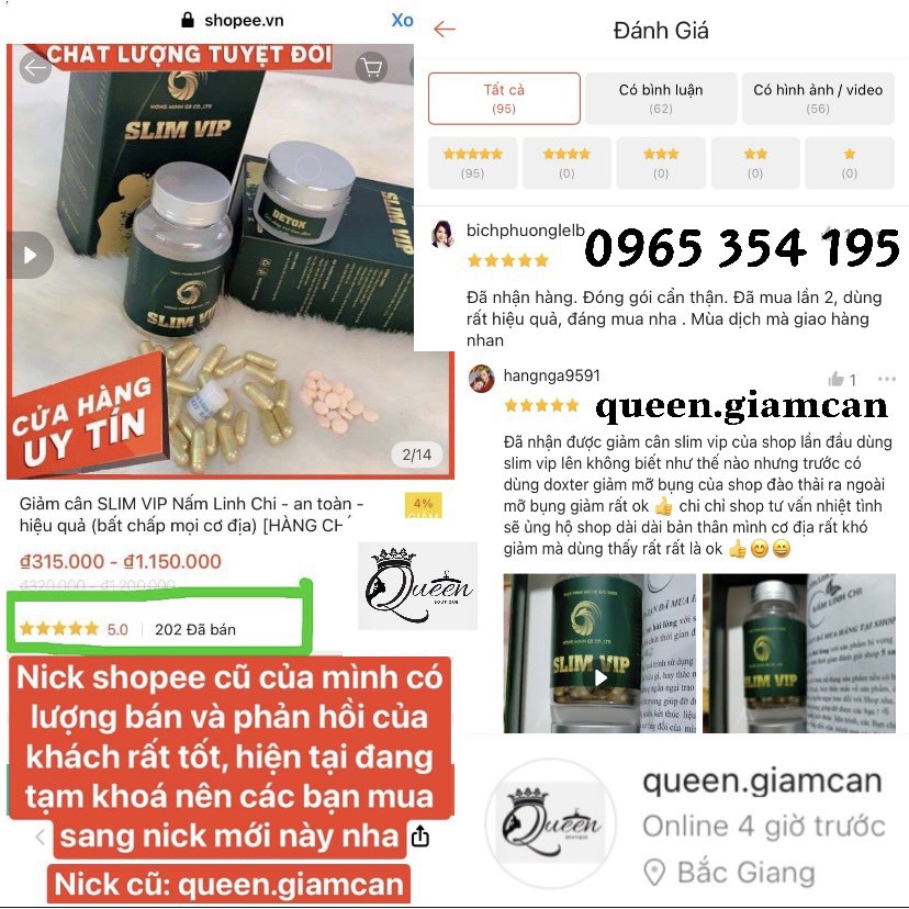 Giảm cân SLIM VIP Nấm Linh Chi - an toàn - hiệu quả