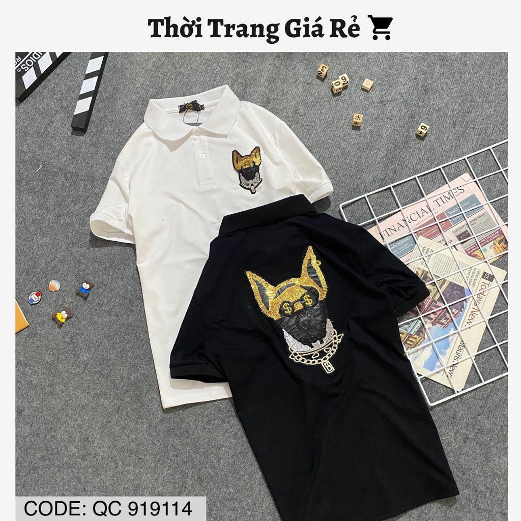 Áo thun nam cổ trụ in hình tỉ mỉ, áo phông Polo cộc tay chất Cotton mát mịn cảm giác dễ chịu phong cách lịch lãm QC014