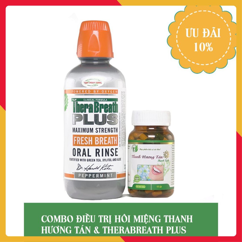 Combo điều trị bệnh hôi miệng Thanh Hương Tán & Nước súc miệng Therabreath Plus