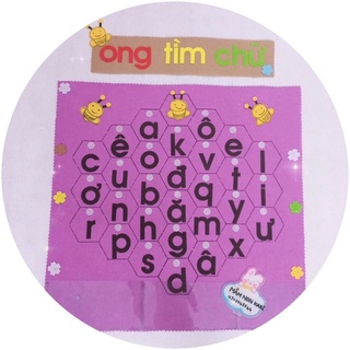 [ HỌC LIỆU BÓC DÁN VẢI NỈ ] Montessori 50x60cm Ong tìm chữ cái màu sắc kiểu dáng ngẫu nhiên