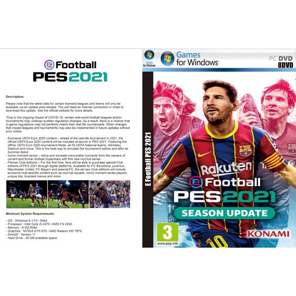 Bộ Đĩa DVD Trò Chơi Efootball Phiên Bản Mới 2021