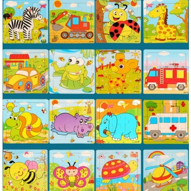 Đồ chơi xếp hình lắp ráp tranh ghép hình gỗ 9 miếng cho bé