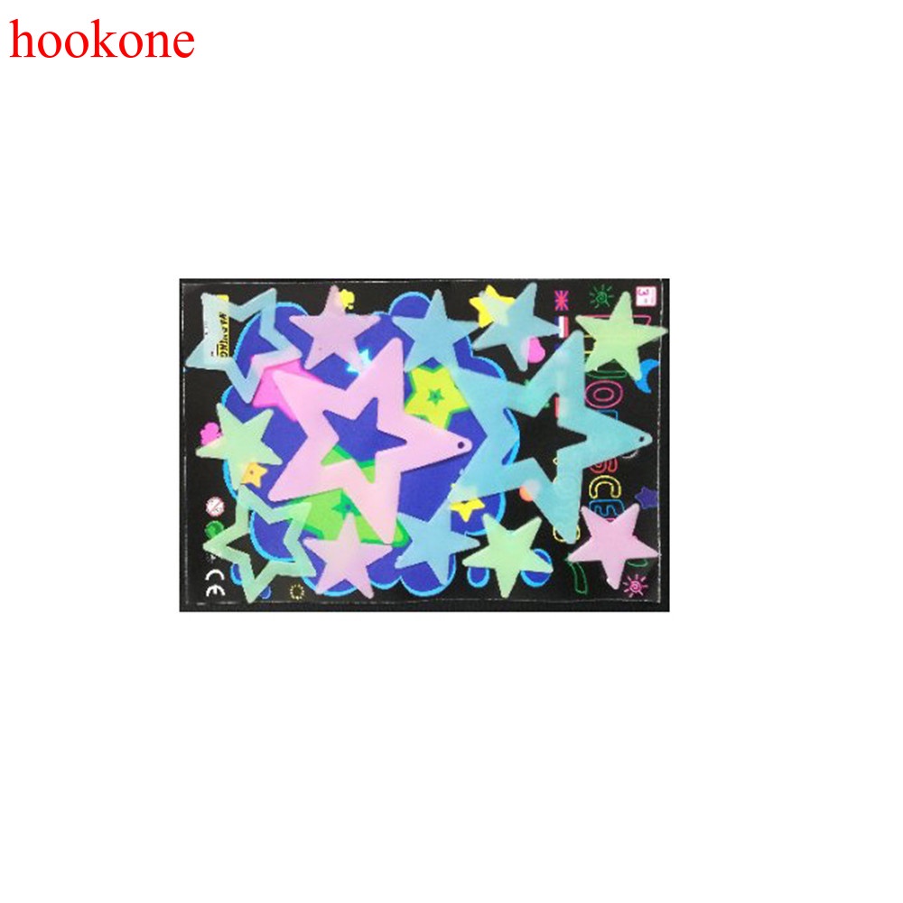 1 bộ sticker dán tường hình ngôi sao và mặt trăng 3D phát sáng trong đêm dùng trang trí phòng trẻ em