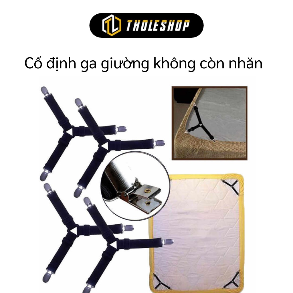 Cố Định Ga Giường - Combo 4 Miếng Kẹp Khăn Trải Giường, Trải Bàn Chống Xê Dịch 5162