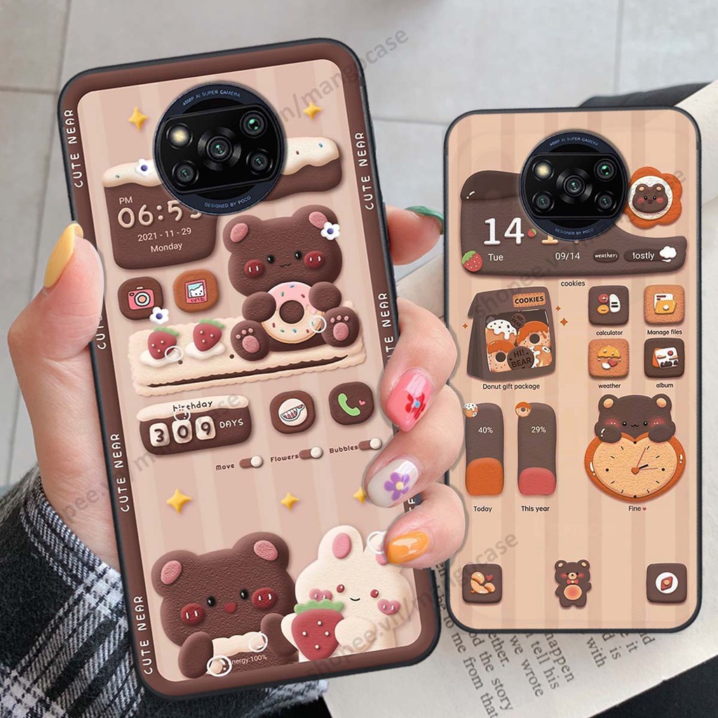 Ốp lưng Xiaomi Poco X3 / Poco X3 Pro hình gấu, thỏ, đồng hồ cute dễ thương