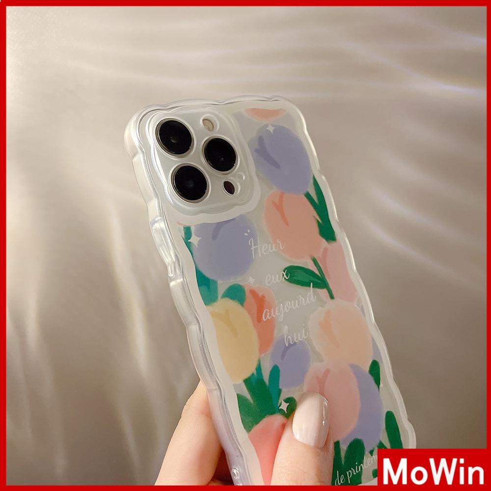 Ốp điện thoại silicon mềm trong suốt hoa tulip chống sốc thích hợp cho iPhone 13 ProMax /12 ProMax /11 /7 Plus