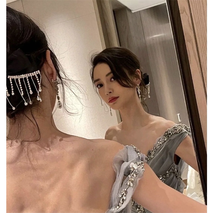 Trâm Cài Tóc Hình Nơ Tua Rua Đính Đá Sang Trọng Cho Cô Dâu