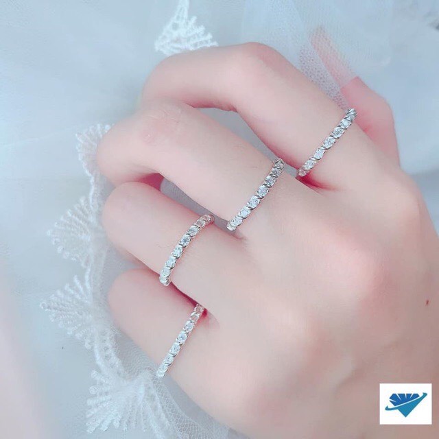 Nhẫn nữ vặn xoắn đính đá nhỏ chuẩn bạc ta - Kho sỉ bạc Nhất Linh