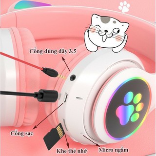 🔥Siêu Sale 🔥Tai Nghe Mèo Chụp Tai Bluetooth, Headphone Tai Mèo Có Mic, Âm Bass Chuẩn Và Dung Lượng Pin Khủng Nhiều Màu | BigBuy360 - bigbuy360.vn