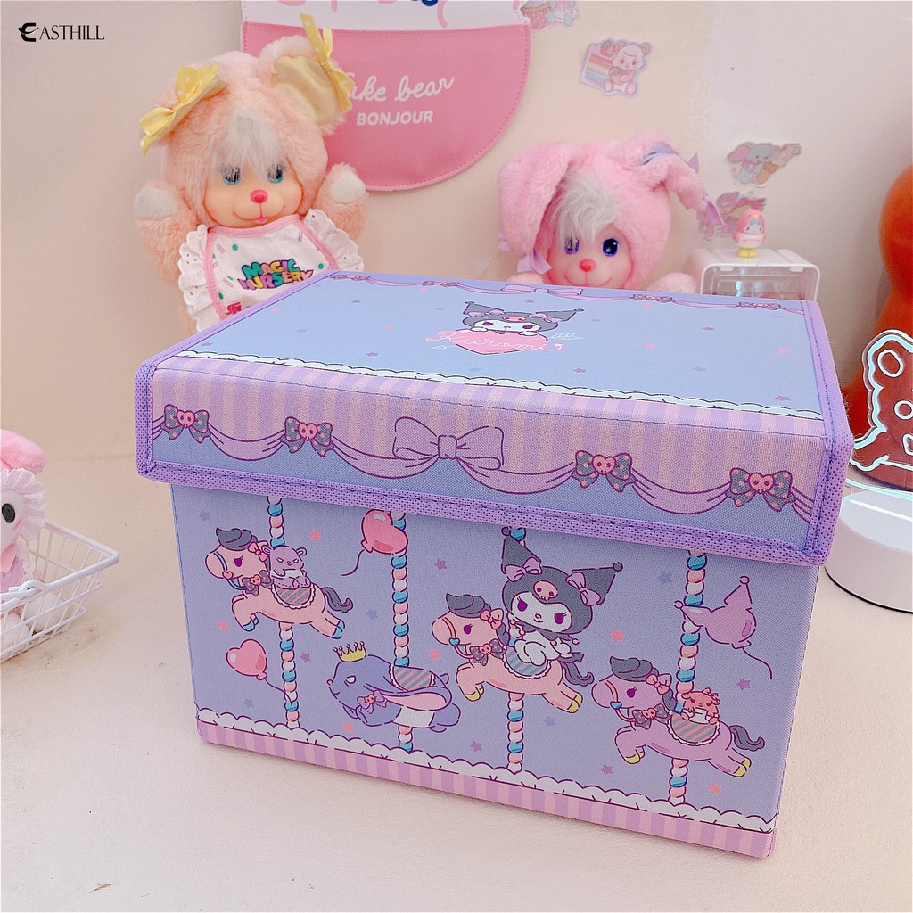 Giỏ Đựng Đồ Chơi Bằng Vải Hình Vuông Cỡ Lớn In Họa Tiết Hoạt Hình My Melody Kuromi Đáng Yêu Có Thể Gập Gọn Sắp Xếp Gọn Gàng Cho Phòng Ngủ
