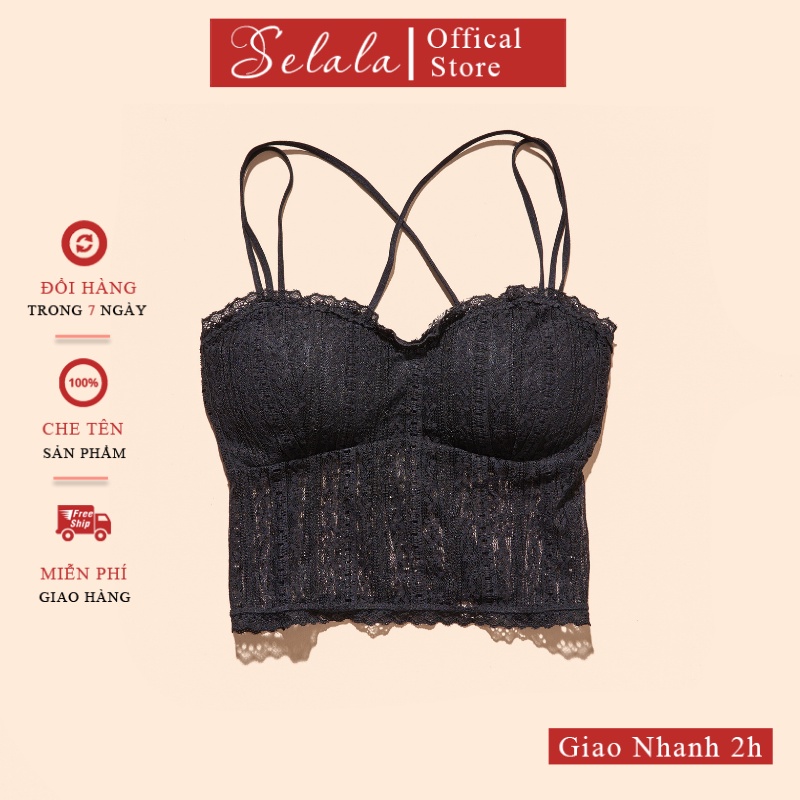 Áo Hai Dây Ren Selala Croptop  Thiết Kế Dây Đan Lưng Sexy Quyến Rũ 2S07