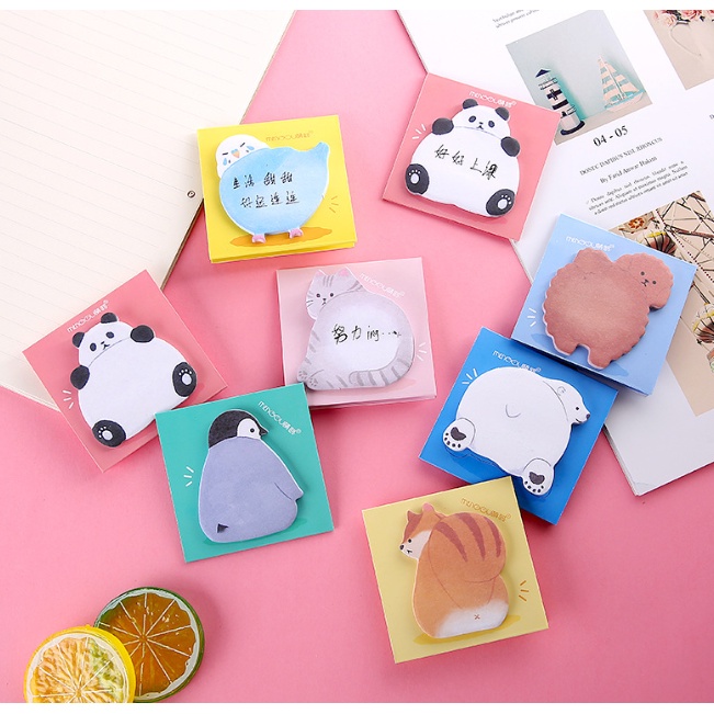 Set 30 Tờ Giấy Ghi Chú Tự Dính Hình Động Vật Dễ Thương