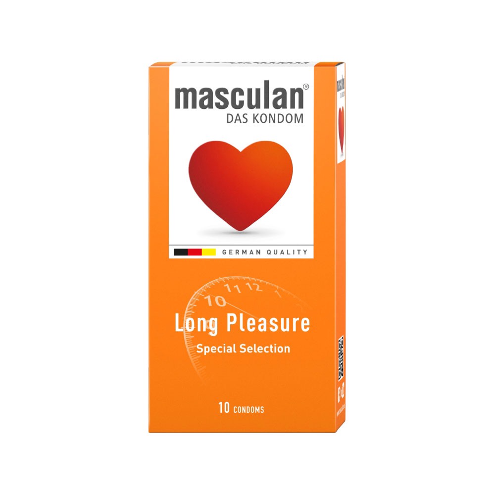 Bao cao su cao cấp Masculan Long Pleasure, bao cao su kéo dài thời gian, hộp 10 bcs