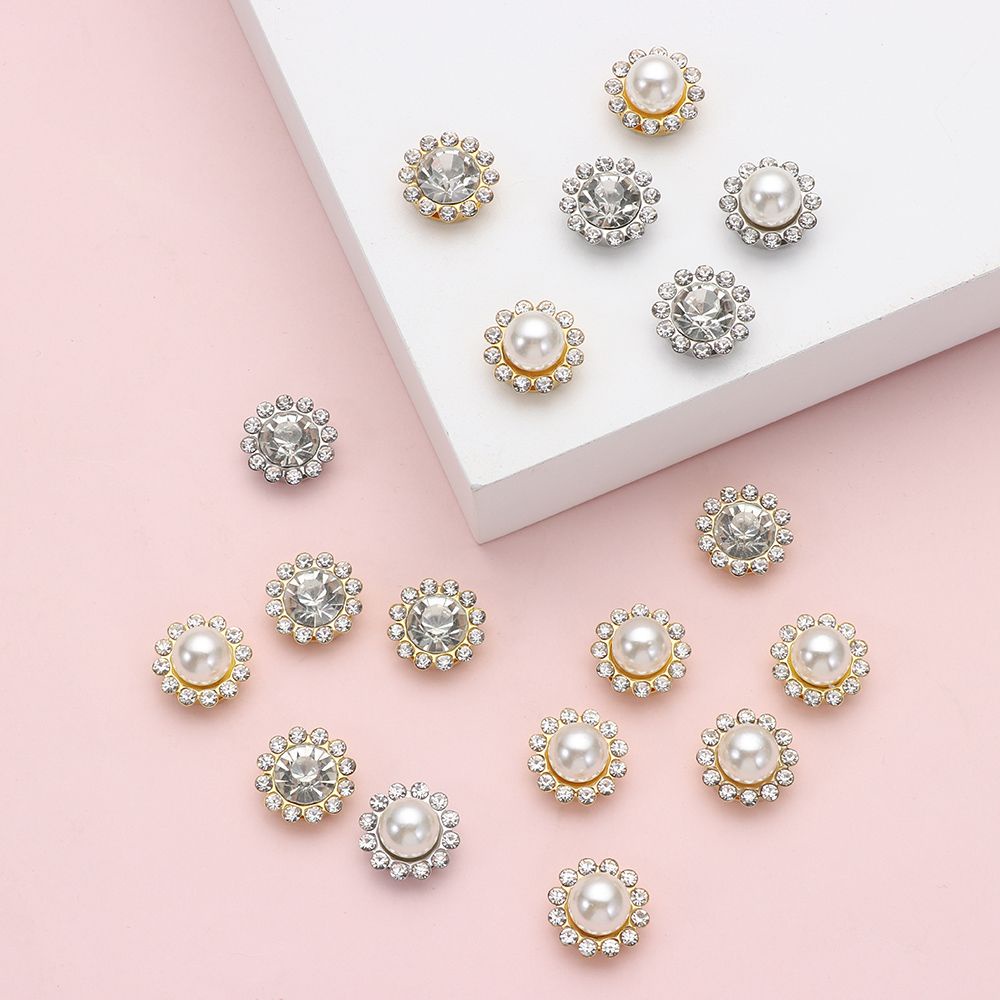 TEALY Set 10 Ghim Cài Áo Hình Hoa Đính Ngọc Trai/Đá Pha Lê/Ngọc Trai Giả Dùng Trang Trí Thủ Công