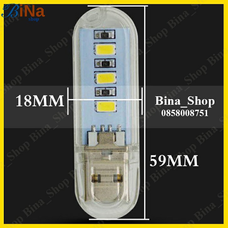 Đèn Led USB 3 bóng Trắng ấm / Vàng ấm