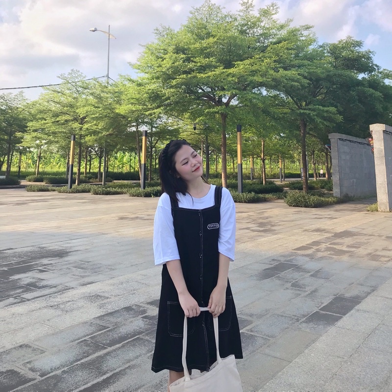 Váy Yếm Ulzzang Thêu Chỉ Nổi Titto - Mẫu Độc Quyền - Ảnh Thật - Titto Closet