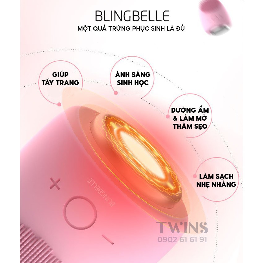 Máy Rửa Mặt + Điện Di Tinh Chất 4 in 1 BlingBelle Máy Tẩy Trang, Làm Sạch, Đẩy Dưỡng Chất, Massage Mặt Ion Eater Egg