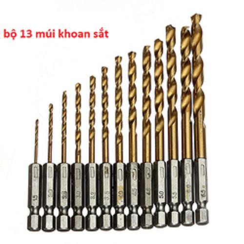 bộ 13 mũi khoan gỗ, nhôm, mica ,nhựa phủ titanium